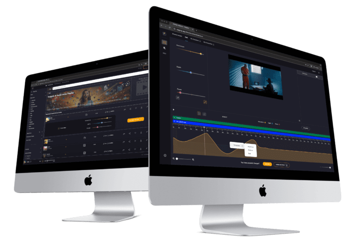 Choosing and editing royalty free music in the Filmstro app library browser and timeline